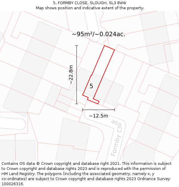 5, FORMBY CLOSE, SLOUGH, SL3 8WW: Plot and title map