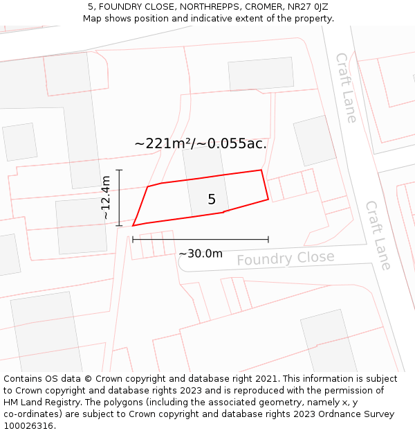 5, FOUNDRY CLOSE, NORTHREPPS, CROMER, NR27 0JZ: Plot and title map