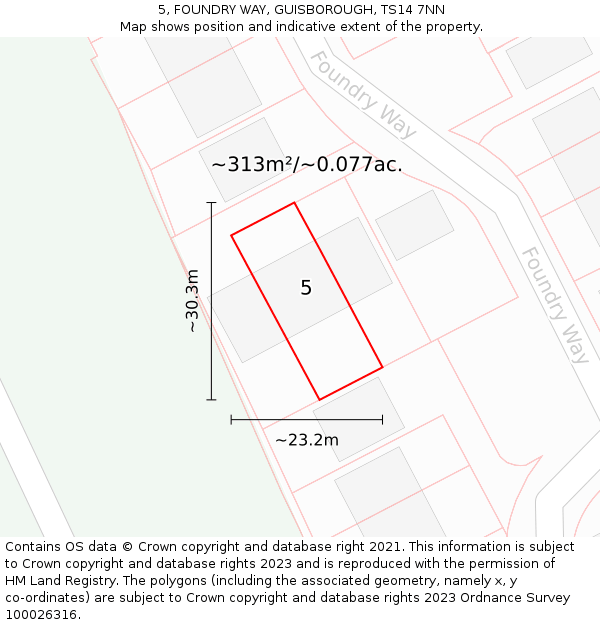 5, FOUNDRY WAY, GUISBOROUGH, TS14 7NN: Plot and title map