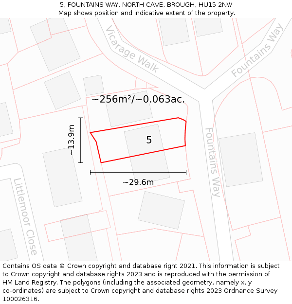 5, FOUNTAINS WAY, NORTH CAVE, BROUGH, HU15 2NW: Plot and title map