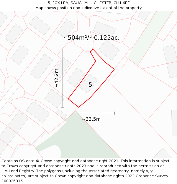 5, FOX LEA, SAUGHALL, CHESTER, CH1 6EE: Plot and title map