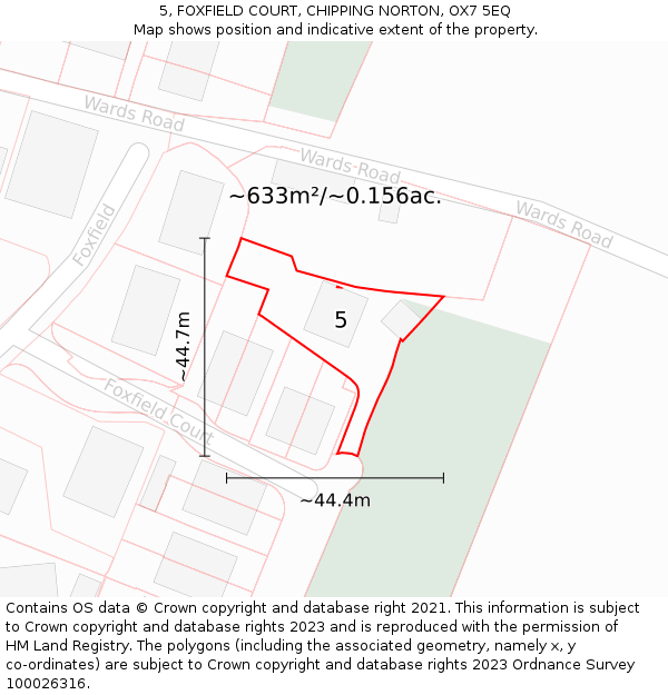 5, FOXFIELD COURT, CHIPPING NORTON, OX7 5EQ: Plot and title map