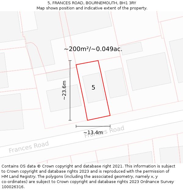 5, FRANCES ROAD, BOURNEMOUTH, BH1 3RY: Plot and title map