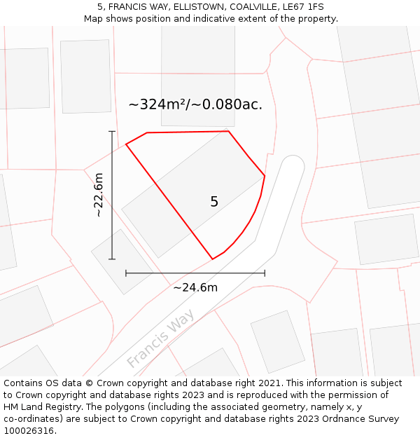 5, FRANCIS WAY, ELLISTOWN, COALVILLE, LE67 1FS: Plot and title map