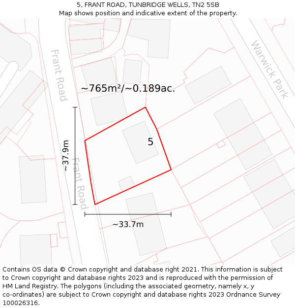 5, FRANT ROAD, TUNBRIDGE WELLS, TN2 5SB: Plot and title map
