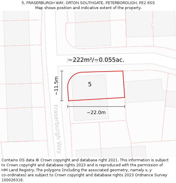 5, FRASERBURGH WAY, ORTON SOUTHGATE, PETERBOROUGH, PE2 6SS: Plot and title map