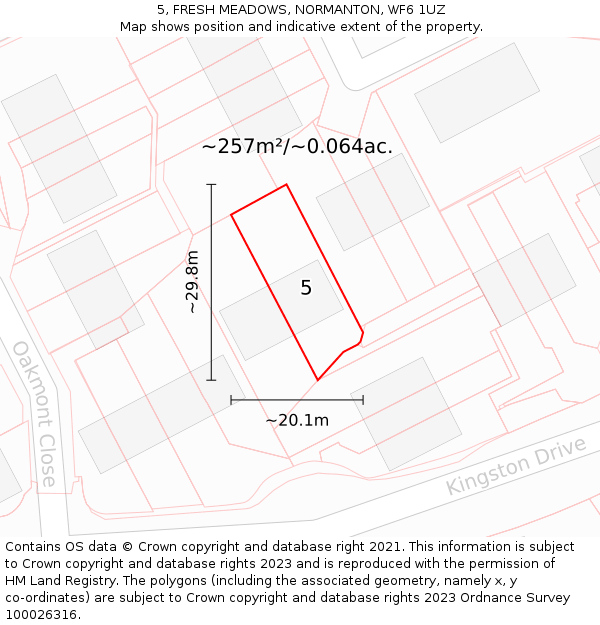 5, FRESH MEADOWS, NORMANTON, WF6 1UZ: Plot and title map