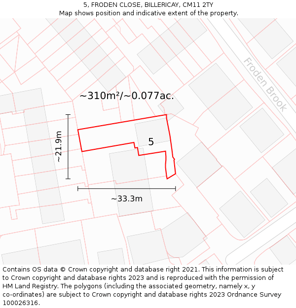 5, FRODEN CLOSE, BILLERICAY, CM11 2TY: Plot and title map