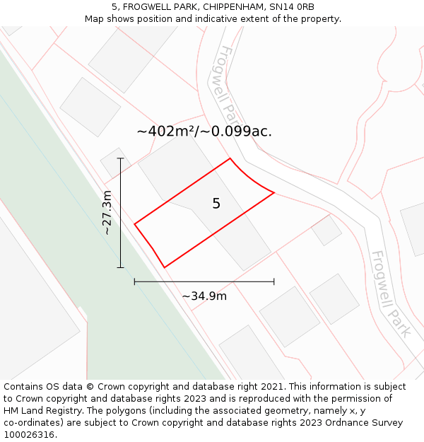 5, FROGWELL PARK, CHIPPENHAM, SN14 0RB: Plot and title map