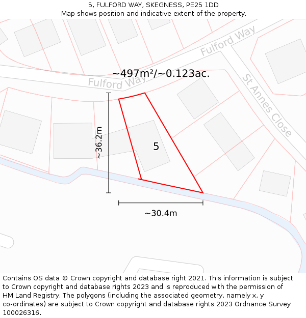 5, FULFORD WAY, SKEGNESS, PE25 1DD: Plot and title map
