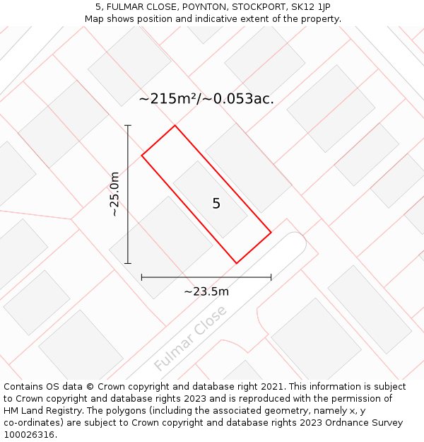 5, FULMAR CLOSE, POYNTON, STOCKPORT, SK12 1JP: Plot and title map