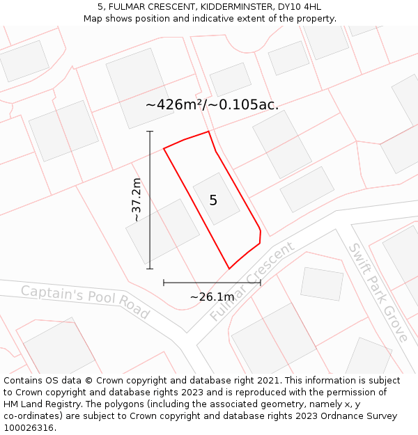 5, FULMAR CRESCENT, KIDDERMINSTER, DY10 4HL: Plot and title map
