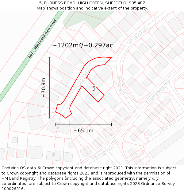 5, FURNESS ROAD, HIGH GREEN, SHEFFIELD, S35 4EZ: Plot and title map