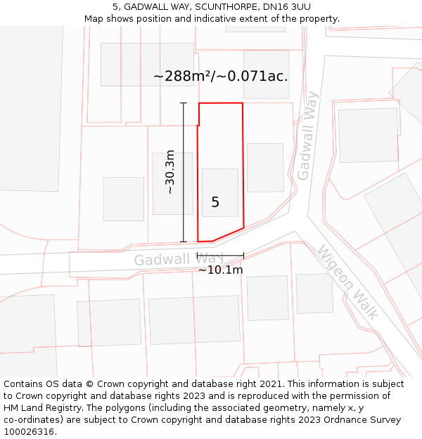 5, GADWALL WAY, SCUNTHORPE, DN16 3UU: Plot and title map
