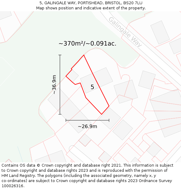 5, GALINGALE WAY, PORTISHEAD, BRISTOL, BS20 7LU: Plot and title map