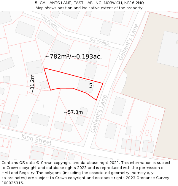 5, GALLANTS LANE, EAST HARLING, NORWICH, NR16 2NQ: Plot and title map