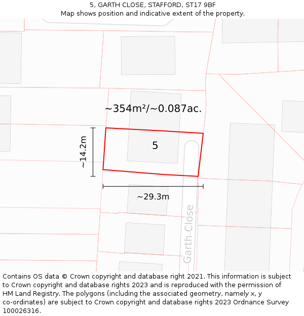 5, GARTH CLOSE, STAFFORD, ST17 9BF: Plot and title map