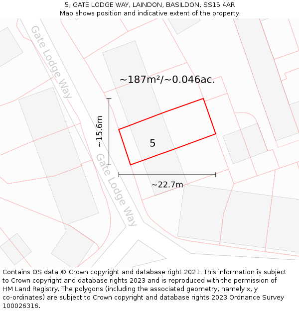 5, GATE LODGE WAY, LAINDON, BASILDON, SS15 4AR: Plot and title map