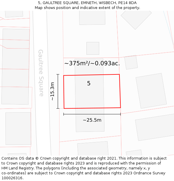 5, GAULTREE SQUARE, EMNETH, WISBECH, PE14 8DA: Plot and title map