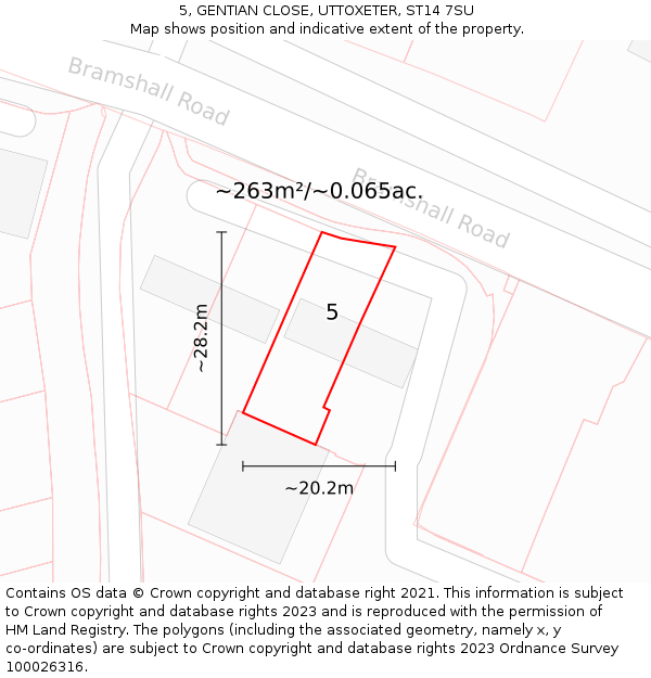 5, GENTIAN CLOSE, UTTOXETER, ST14 7SU: Plot and title map