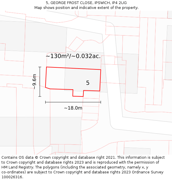 5, GEORGE FROST CLOSE, IPSWICH, IP4 2UG: Plot and title map
