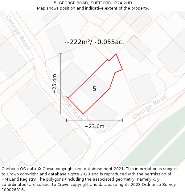 5, GEORGE ROAD, THETFORD, IP24 2UD: Plot and title map