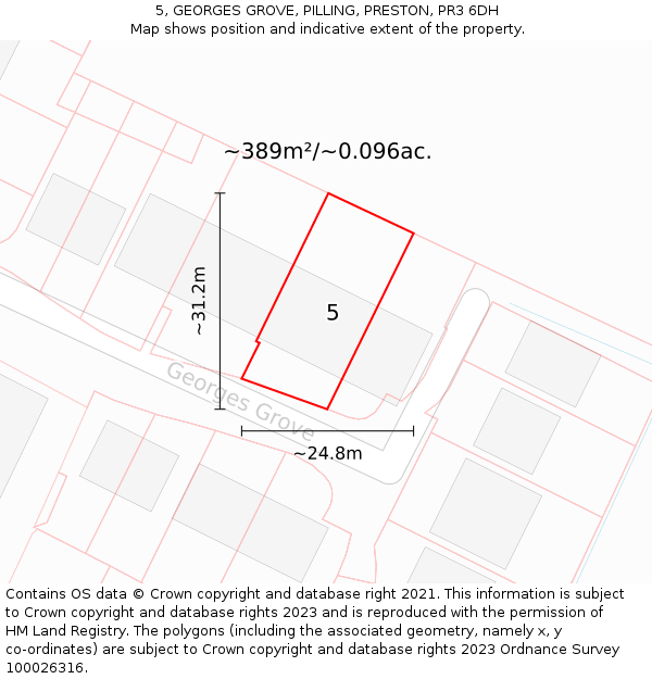 5, GEORGES GROVE, PILLING, PRESTON, PR3 6DH: Plot and title map