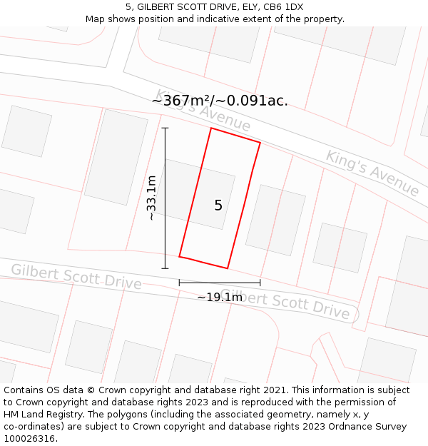 5, GILBERT SCOTT DRIVE, ELY, CB6 1DX: Plot and title map