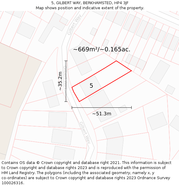 5, GILBERT WAY, BERKHAMSTED, HP4 3JF: Plot and title map