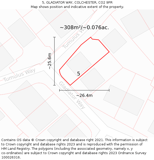 5, GLADIATOR WAY, COLCHESTER, CO2 9PR: Plot and title map