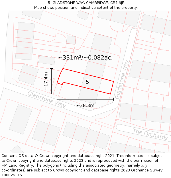 5, GLADSTONE WAY, CAMBRIDGE, CB1 9JF: Plot and title map