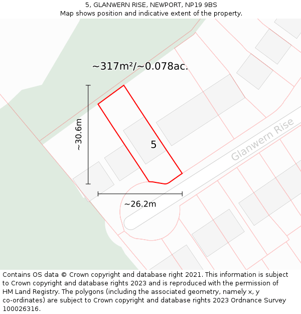 5, GLANWERN RISE, NEWPORT, NP19 9BS: Plot and title map
