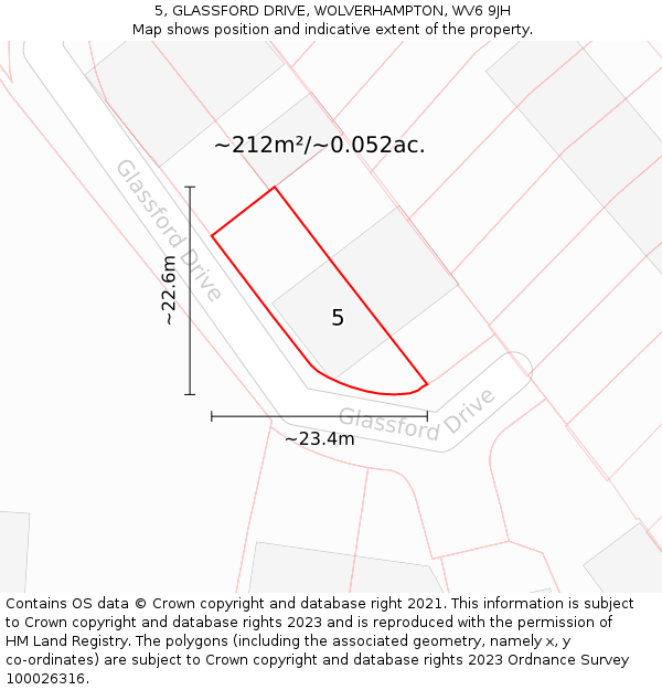 5, GLASSFORD DRIVE, WOLVERHAMPTON, WV6 9JH: Plot and title map