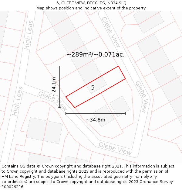 5, GLEBE VIEW, BECCLES, NR34 9LQ: Plot and title map