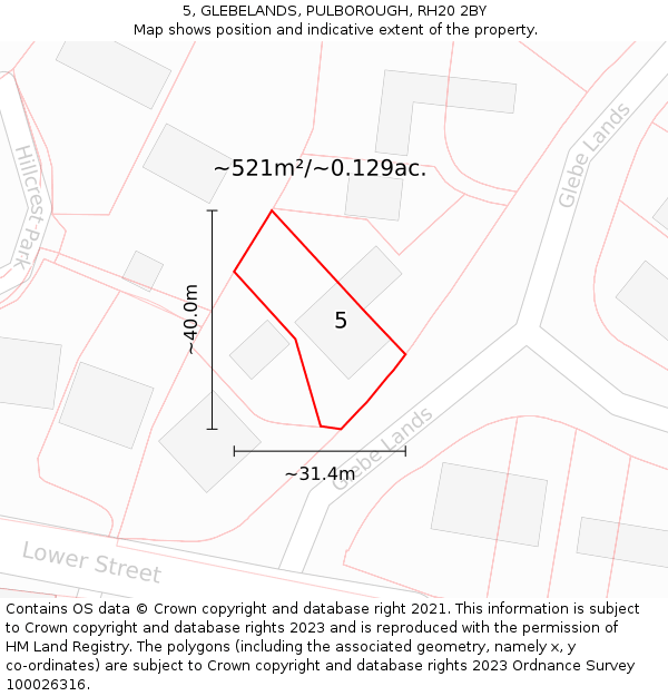 5, GLEBELANDS, PULBOROUGH, RH20 2BY: Plot and title map