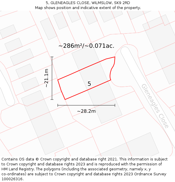 5, GLENEAGLES CLOSE, WILMSLOW, SK9 2RD: Plot and title map