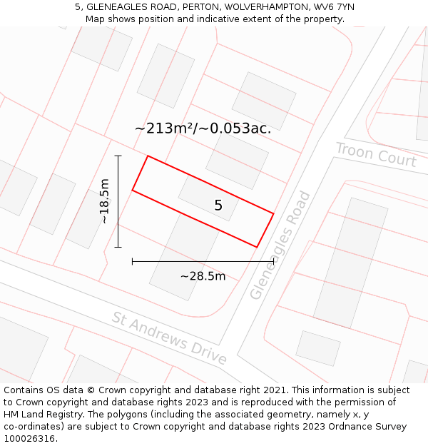 5, GLENEAGLES ROAD, PERTON, WOLVERHAMPTON, WV6 7YN: Plot and title map
