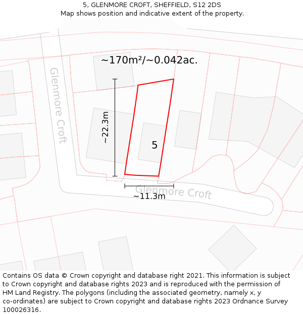 5, GLENMORE CROFT, SHEFFIELD, S12 2DS: Plot and title map