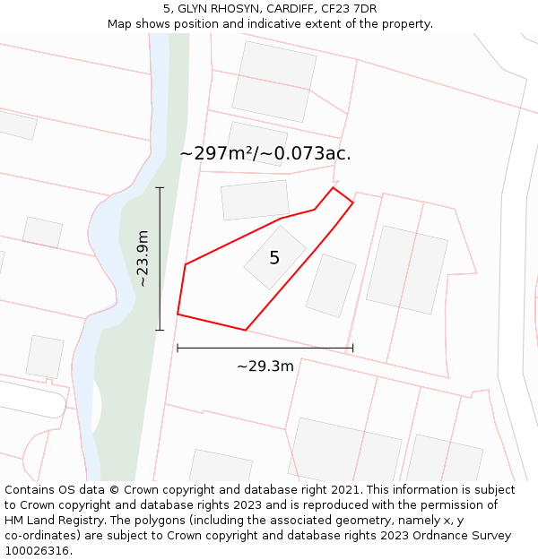 5, GLYN RHOSYN, CARDIFF, CF23 7DR: Plot and title map