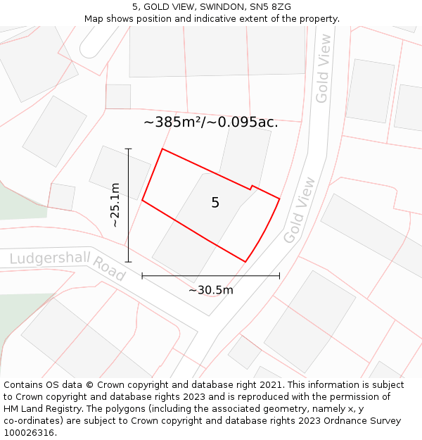 5, GOLD VIEW, SWINDON, SN5 8ZG: Plot and title map