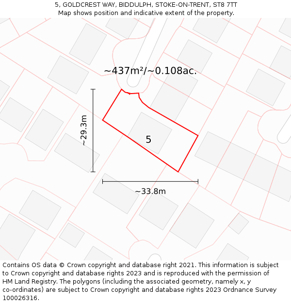 5, GOLDCREST WAY, BIDDULPH, STOKE-ON-TRENT, ST8 7TT: Plot and title map