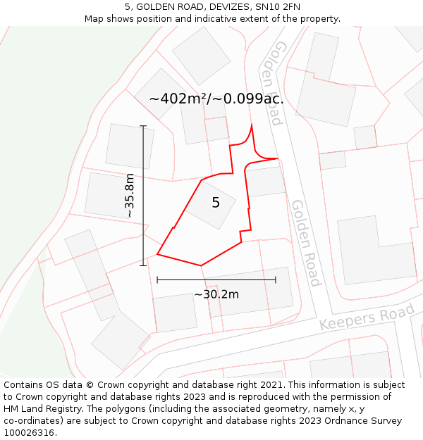 5, GOLDEN ROAD, DEVIZES, SN10 2FN: Plot and title map