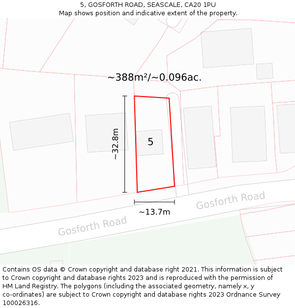 5, GOSFORTH ROAD, SEASCALE, CA20 1PU: Plot and title map