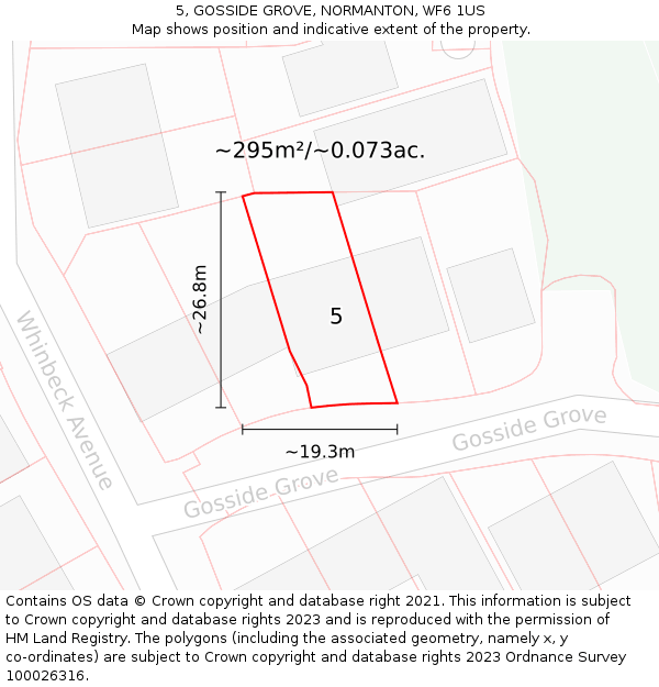 5, GOSSIDE GROVE, NORMANTON, WF6 1US: Plot and title map
