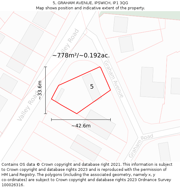 5, GRAHAM AVENUE, IPSWICH, IP1 3QG: Plot and title map