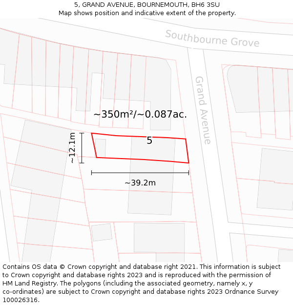 5, GRAND AVENUE, BOURNEMOUTH, BH6 3SU: Plot and title map