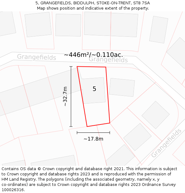 5, GRANGEFIELDS, BIDDULPH, STOKE-ON-TRENT, ST8 7SA: Plot and title map