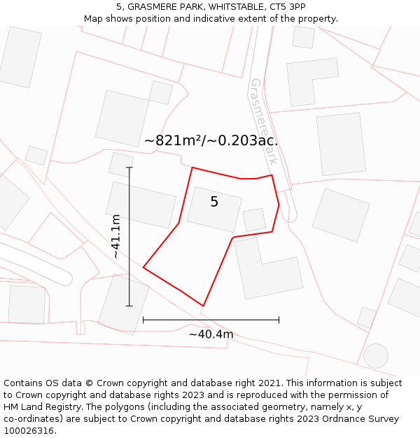 5, GRASMERE PARK, WHITSTABLE, CT5 3PP: Plot and title map