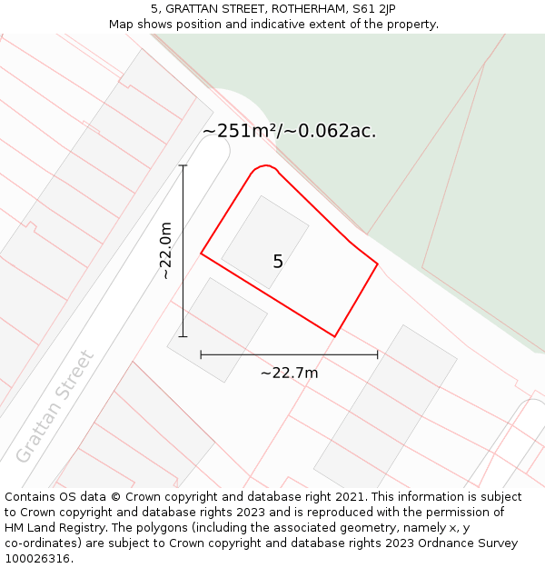 5, GRATTAN STREET, ROTHERHAM, S61 2JP: Plot and title map