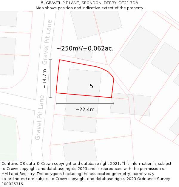 5, GRAVEL PIT LANE, SPONDON, DERBY, DE21 7DA: Plot and title map